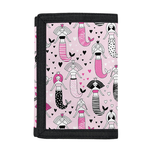 Pink Girly Mermaid Pattern Print Trifold Wallet