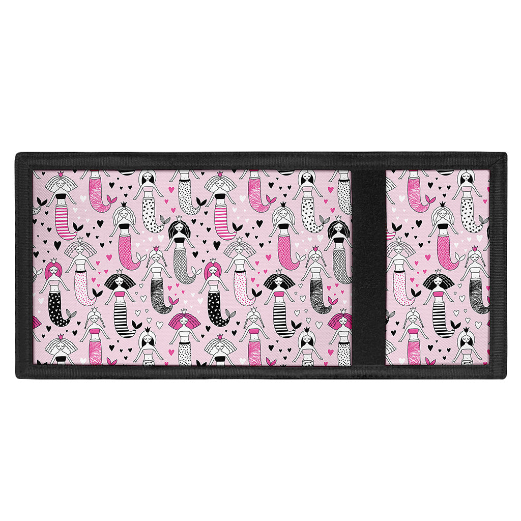 Pink Girly Mermaid Pattern Print Trifold Wallet
