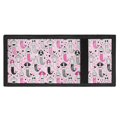 Pink Girly Mermaid Pattern Print Trifold Wallet