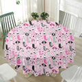 Pink Girly Mermaid Pattern Print Waterproof Round Tablecloth