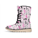 Pink Girly Mermaid Pattern Print Winter Boots