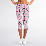 Pink Girly Mermaid Pattern Print Women's Capri Leggings