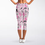 Pink Girly Mermaid Pattern Print Women's Capri Leggings