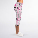 Pink Girly Mermaid Pattern Print Women's Capri Leggings