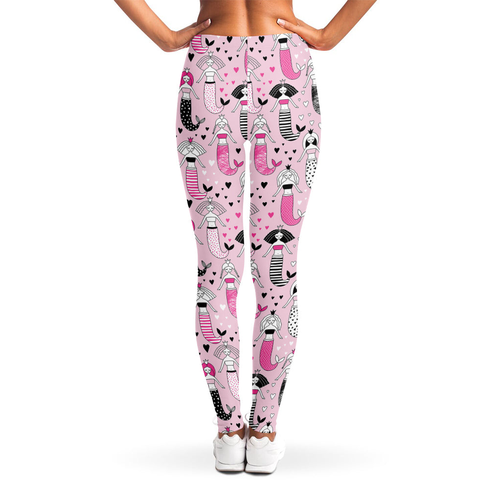 Pink Girly Mermaid Pattern Print Women's Leggings