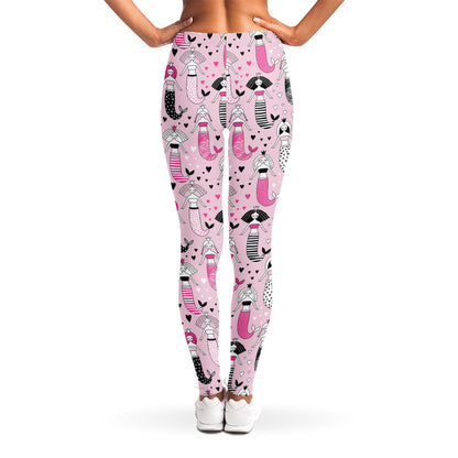 Pink Girly Mermaid Pattern Print Women's Leggings