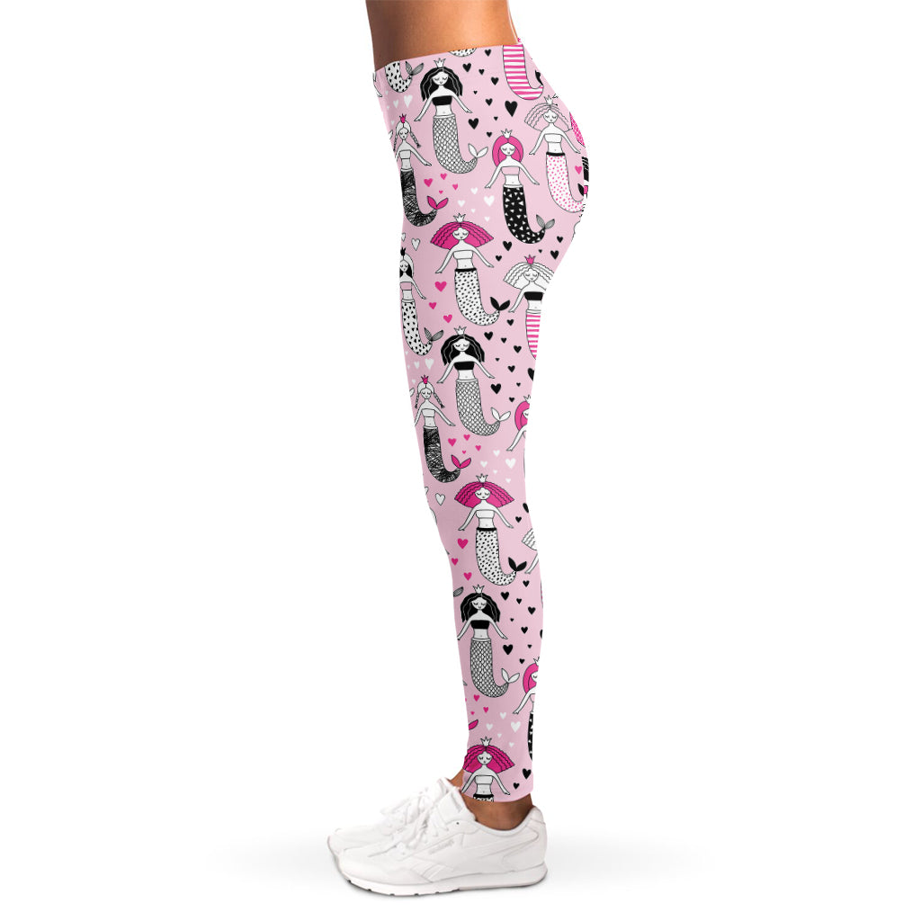 Pink Girly Mermaid Pattern Print Women's Leggings