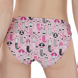 Pink Girly Mermaid Pattern Print Women's Panties