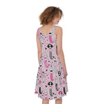 Pink Girly Mermaid Pattern Print Women's Sleeveless Dress