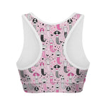 Pink Girly Mermaid Pattern Print Women's Sports Bra