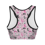 Pink Girly Mermaid Pattern Print Women's Sports Bra