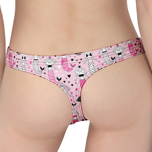 Pink Girly Mermaid Pattern Print Women's Thong