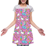 Pink Girly Unicorn Donut Pattern Print Adjustable Apron