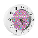Pink Girly Unicorn Donut Pattern Print Alarm Clock