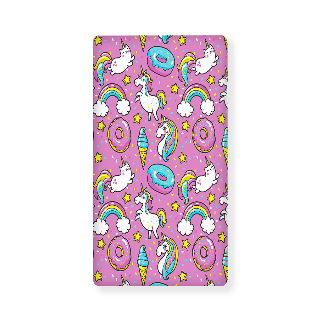 Pink Girly Unicorn Donut Pattern Print Baby Crib Sheet