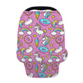 Pink Girly Unicorn Donut Pattern Print Baby Seat Cover