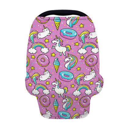 Pink Girly Unicorn Donut Pattern Print Baby Seat Cover