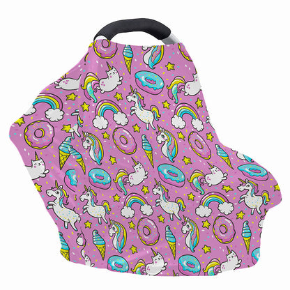 Pink Girly Unicorn Donut Pattern Print Baby Seat Cover