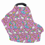 Pink Girly Unicorn Donut Pattern Print Baby Seat Cover