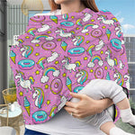 Pink Girly Unicorn Donut Pattern Print Baby Seat Cover