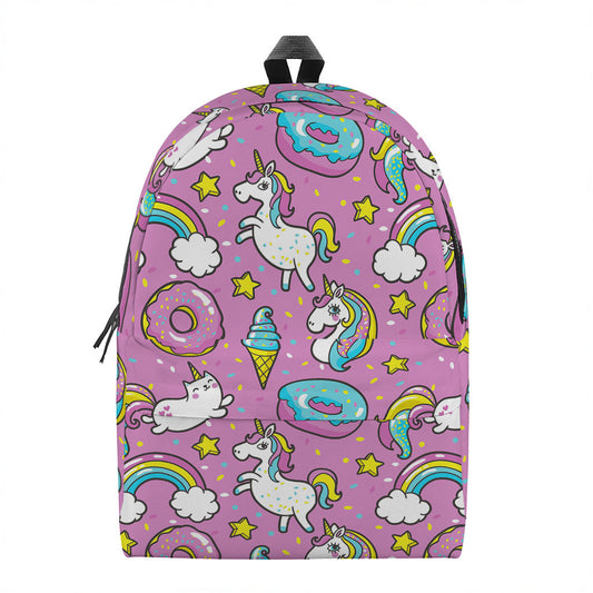 Pink Girly Unicorn Donut Pattern Print Backpack