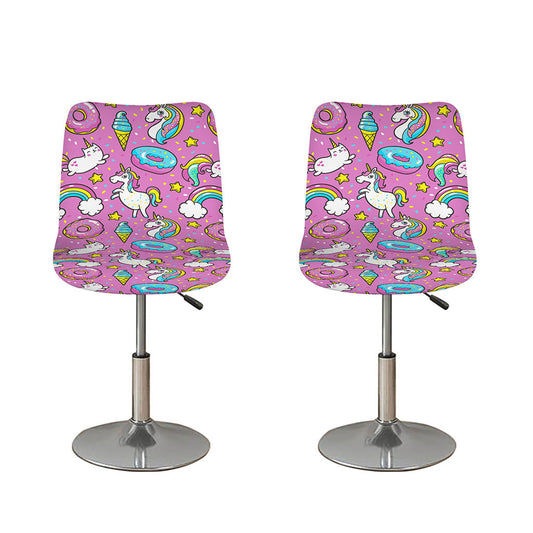 Pink Girly Unicorn Donut Pattern Print Bar Stool Covers