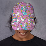 Pink Girly Unicorn Donut Pattern Print Baseball Cap