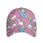 Pink Girly Unicorn Donut Pattern Print Baseball Cap