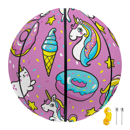 Pink Girly Unicorn Donut Pattern Print Basketball