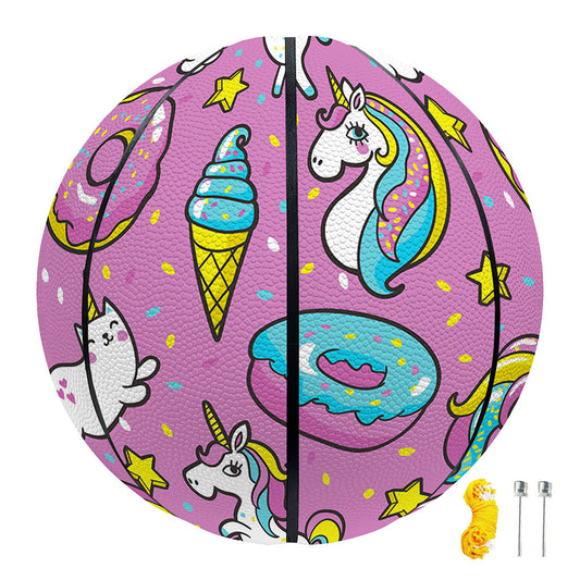 Pink Girly Unicorn Donut Pattern Print Basketball