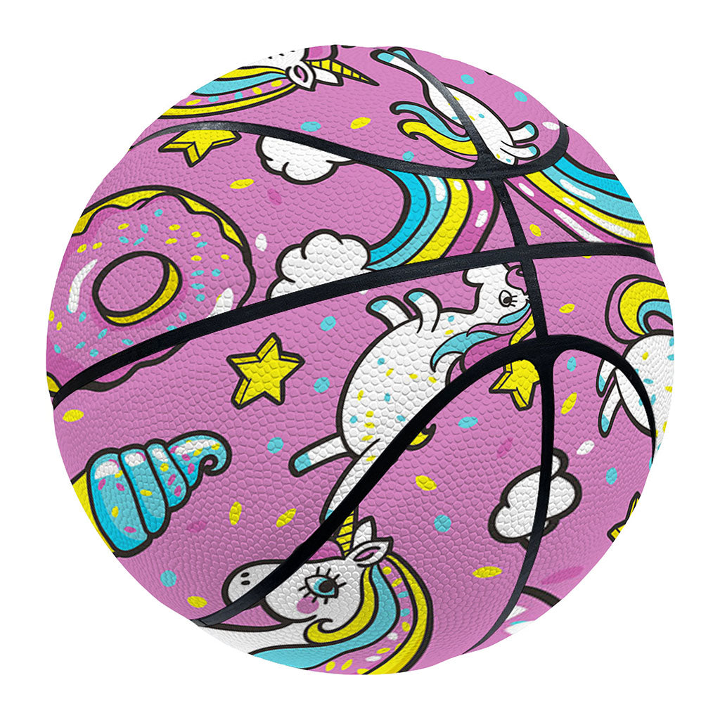 Pink Girly Unicorn Donut Pattern Print Basketball