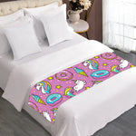 Pink Girly Unicorn Donut Pattern Print Bed Runner
