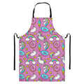 Pink Girly Unicorn Donut Pattern Print Bib Apron With Pocket