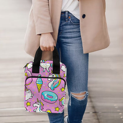 Pink Girly Unicorn Donut Pattern Print Bible Tote Bag
