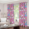 Pink Girly Unicorn Donut Pattern Print Blackout Grommet Curtains