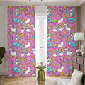 Pink Girly Unicorn Donut Pattern Print Dimout Pencil Pleat Curtains