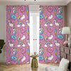 Pink Girly Unicorn Donut Pattern Print Blackout Pencil Pleat Curtains