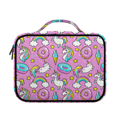 Pink Girly Unicorn Donut Pattern Print Briefcase Bible Bag