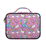 Pink Girly Unicorn Donut Pattern Print Briefcase Bible Bag
