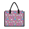 Pink Girly Unicorn Donut Pattern Print Canvas Tote Bag