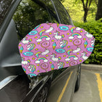 Pink Girly Unicorn Donut Pattern Print Car Side Mirror Covers