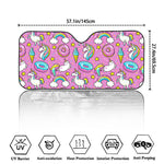 Pink Girly Unicorn Donut Pattern Print Car Windshield Sun Shade