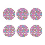 Pink Girly Unicorn Donut Pattern Print Coaster Set