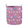 Pink Girly Unicorn Donut Pattern Print Collapsible Laundry Basket