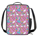 Pink Girly Unicorn Donut Pattern Print Crossbody Lunch Bag