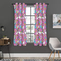 Pink Girly Unicorn Donut Pattern Print Grommet Curtain Panels