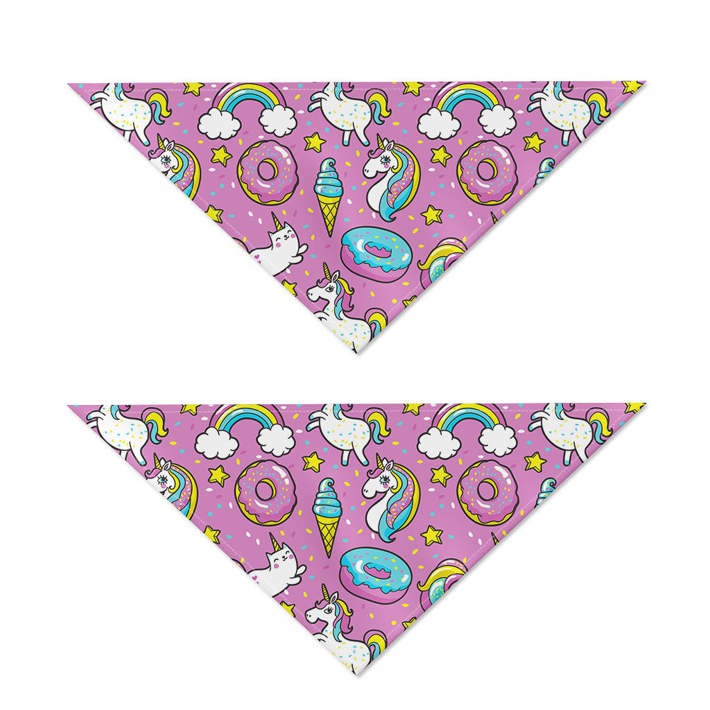 Pink Girly Unicorn Donut Pattern Print Dog Bandana