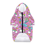 Pink Girly Unicorn Donut Pattern Print Dog Zip Up Hoodie
