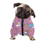 Pink Girly Unicorn Donut Pattern Print Dog Zip Up Jacket