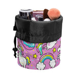 Pink Girly Unicorn Donut Pattern Print Drawstring Makeup Bag